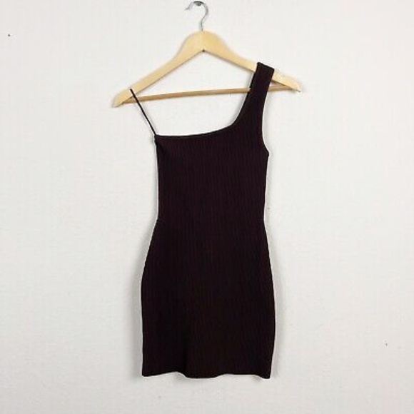 Aritzia Babaton Sculpt Black Knit One-Shoulder Dress Size XS - Picture 2 of 3